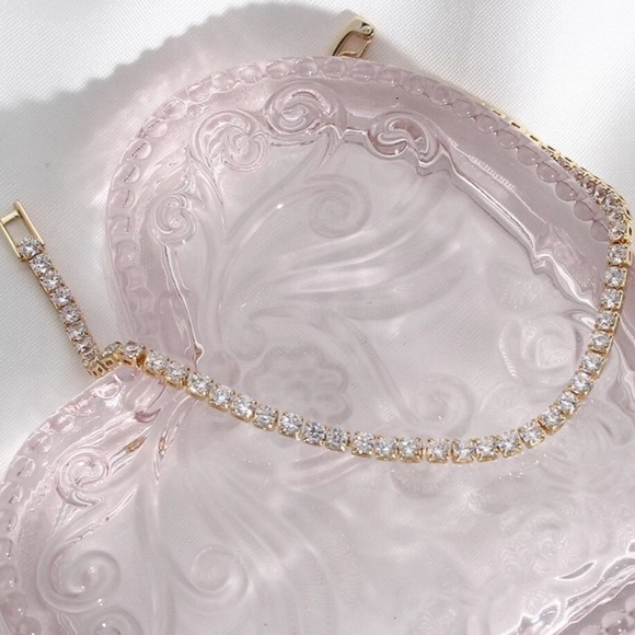 NEW 14K GOLD TENNIS DIAMOND CHAIN CHOKER NECKLACE, NICE NECKLACE, CUTE NECKLACE - Picture 4 of 7